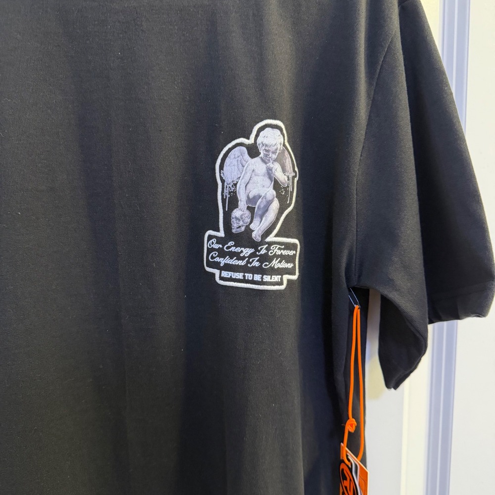 GSTR Refuse to be Silent Angel Skull Graphic Tee Black RGK-10-6115R Small - Picture 2 of 9